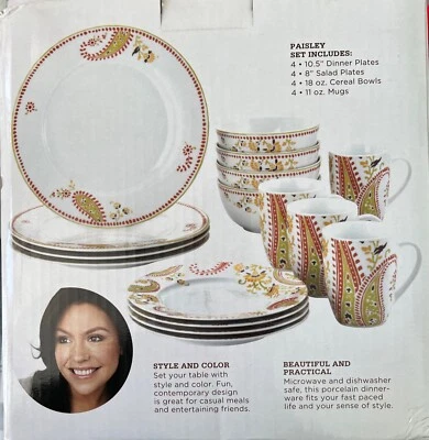 Rachael Ray  paisley 16 PCs dinnerware set  new - Image 1 of 2
