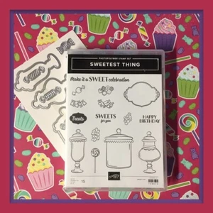 Stampin' Up! Estampillas SWEETEST THING TARRO DE DULCES Troqueles 💕 PAQUETE COMPLETO DSP! **NUEVO** - Imagen 1 de 17