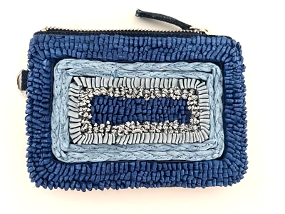 Cartera Chico's Muñequera Azul Rafia Denim Plateada Cartera Foto 1 de 4