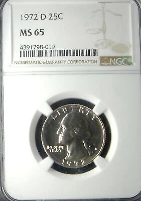 1972-D Washington 25 Cents NGC MS65 Cover