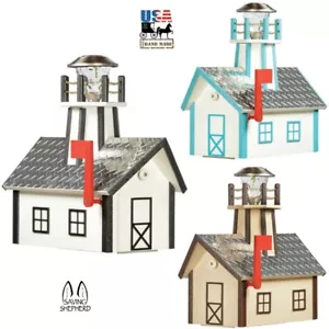 DELUXE DIAMOND PLATE SOLAR LIGHTHOUSE MAILBOX - Weatherproof 100% Recycled Poly - Picture 1 of 9