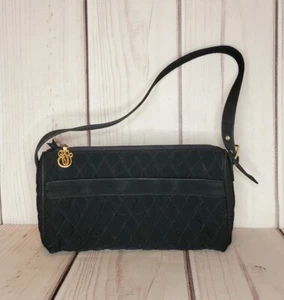 Vera Bradley Small Quilted Shoulderbag Purse Adjustable Strap Black 3 Pocket - Picture 1 of 17