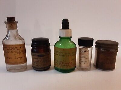 Antique Vintage Pharmacy Prescription Bottles Empty • 25.58$