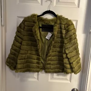 NWT Lou Andrea Rabbit Fur Jacket Green XXL Made In France. Free Shipping! - Picture 1 of 7