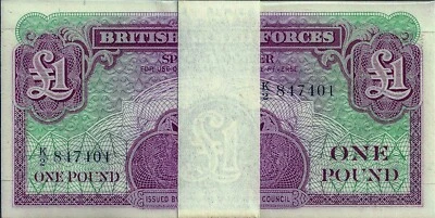 GREAT BRITAIN (BRITISH ARMED FORCES) 1 POUND ND 1962 P M36 UNC BUNDLE OF 100 PCS - Image 1 of 2