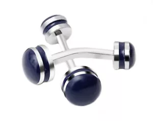 Einzigartig & stilvoll blau Emaille Langhantel Herren Geschenk Manschettenknöpfe von CUFFLINKS DIRECT - Bild 1 von 8