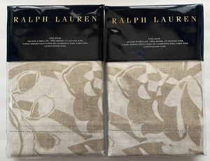 X2 Ralph Lauren Cecily King Kissenbezüge Palmetto hellbraun weiß UVP 370 $ neu mit Etikett - Bild 1 von 6