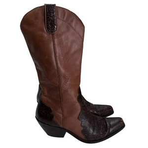 Coldwater Creek Vintage Brown Tooled Leather Cowboy Boots Women’s Size 10 M - Picture 1 of 10