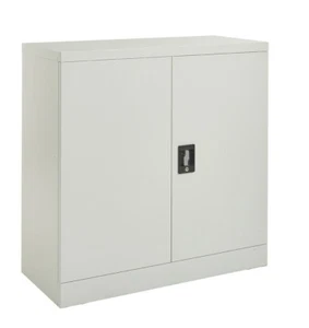 Steel Storage Cabinet 2-Door Lockable Bookcase Filing Cabinet Office Home - Grey - Picture 1 of 8