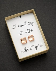 1ct Lab-Created Peach Morganite Gorgeous Stud Earring Women 14k Rose Gold Plated - Picture 1 of 2