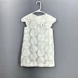 Abito Gymboree bambina smanicato berretto pile bianco ricamato floreale nuovo tg 5-6 - Foto 1 di 9
