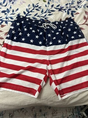 Mens Old Navy American Flag Swim Trunks Blue & Red Stars & Stripes XXL - Image 1 of 4