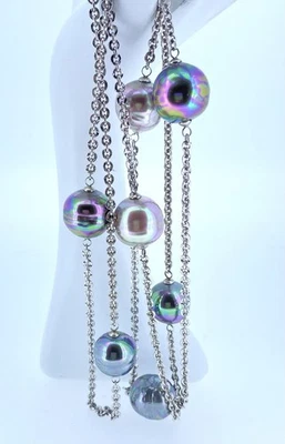 Majorica Iridescent Multi Color Organic 15mm Pearl Tin Cup Necklace - Image 1 of 4