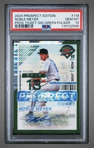 Pulsar verde Noble Meyer Auto 2024 edición Prospect #119 firmas/25 PSA 10 - Imagen 1 de 2