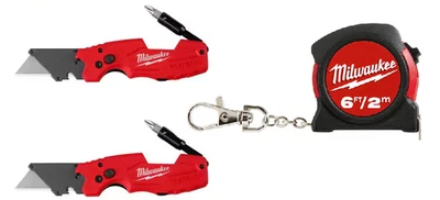 2 nuevos cuchillos utilitarios plegables Milwaukee Fastback 6 en 1 herramienta 48-22-1505 y cinta de 6' Foto 1 de 2