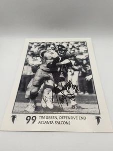 Tarjeta autografiada en el campo de los Atlanta Falcons #99 de la NFL Tim Green 1993 5x7 firmada  - Imagen 1 de 6