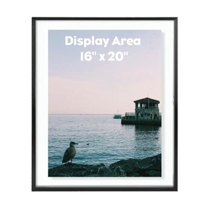 16x20 Floating Frame Black Aluminum Picture Frame Clear Glass Displays Any Size - Picture 1 of 9