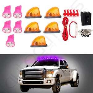 5x Amber Lens Cab Marker Running Lights+ Purple LED Bulb + Wire Pack For Chevy - Picture 1 of 12