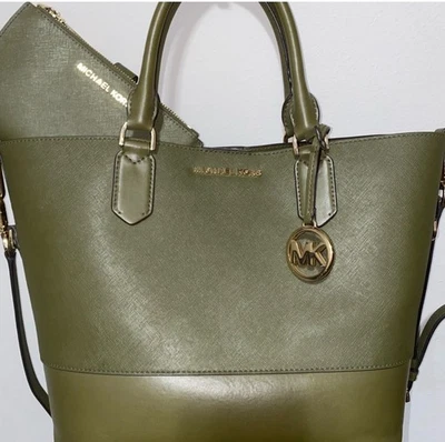 Authentic Michael Kors Trista Large Grab Bag Tote with matching wallet - Image 1 of 3