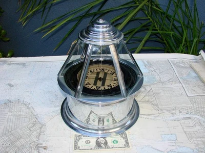 Antique Lg Perko SKYLIGHT COMPASS BINNACLE-Wheeler Yacht-BEST IN EXIST?-L@@K - Image 1 of 4