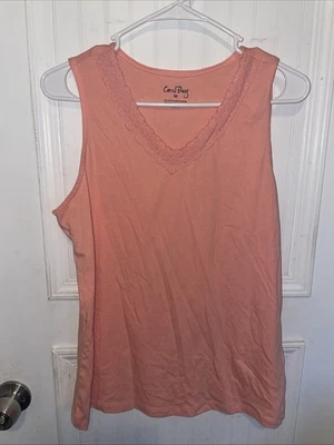 Camiseta sin mangas Coral Bay para mujer mediana melocotón sin mangas cuello en V B 60 Foto 1 de 4