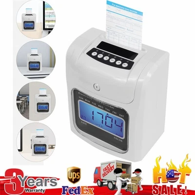 Máquina de asistencia de empleados LCD de EE. UU. Reloj de tiempo Máquina de tarjetas perforadas Oficina + 50 tarjetas Foto 1 de 4