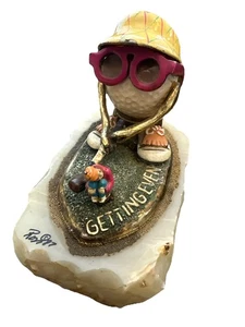 Ron Lee 87 Signed  Golf  Ball  Getting Even  Stone  Figure Sculpture - Picture 1 of 12