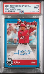 2020 Topps Brooklyn Collection Autograph Blue Juan Soto /30 PSA 9 MINT - Picture 1 of 2