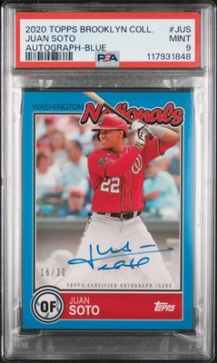 2020 Topps Brooklyn Collection Autograph Blue Juan Soto /30 PSA 9 MINT - Image 1 of 2