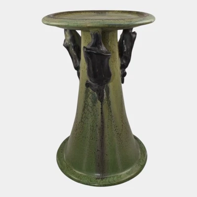 Ephraim Faience 2013 Hand Made Pottery The Haunt Candle Pillar with Bats - Image 1 of 4