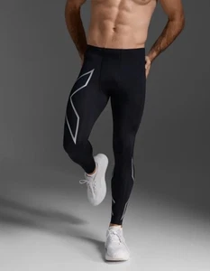 2XU Core Compression Tights Men's LARGE Black Running Gym Performance Pants - Picture 1 of 6