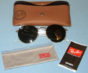 Occhiali da sole Ray-Ban 3447 Round Arista Aviator verde/oro Italia RB3447 NUOVI IN SCATOLA - Foto 1 di 8