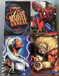 '95 FLAIR MARVEL ANNUAL 4-Card Uncut PROMO  Spider-man, Storm & amor + - Picture 1 of 2