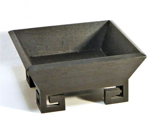 Wood Display Stand 9" Square Footed Black Asian Design - Picture 1 of 7