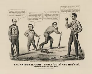 Print: The National Game. Three Outs And One Run, 1860 - Picture 1 of 1