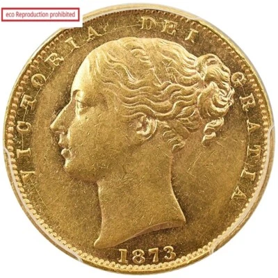 Great Britain 1873 Queen Victoria 1 Sovereign Gold Coin PCGS AU55 - Image 1 of 4