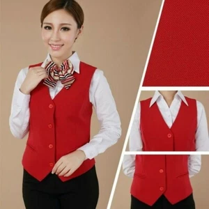 Damen Kleid Anzug Westen formell Arbeit Tank Uniform Cafe Bar Kellnerin Restaurant schmal - Bild 1 von 12