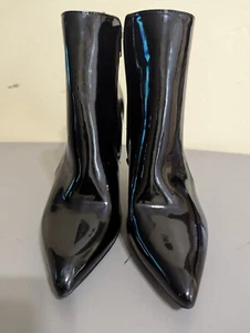 Forever 21 Women’s US Size 7 Patent Leather Heeled Dress Boots, Black. - Picture 1 of 13