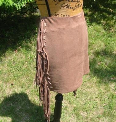 Tasha Polizzi Faux Suede Fringed Cowgirl Western Style Mini Skirt M NWT $144 - Image 1 of 4
