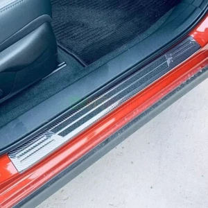For Subaru Crosstrek Accessory 2024 Carbon Car Door Sill Scuff Plate Protector - Picture 1 of 7
