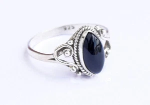 925 Sterling Silver Marquise Shape Black Onyx Handmade Ring All Size KGJ-R-1015 - Picture 1 of 3