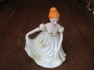 PALLA VINTAGE ELEGANTE ALTA 8" PORCELLANA ORO ACCENTATO ROSA FLOREALE USATA DONNA-CINA - Foto 1 di 12