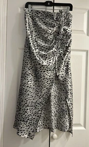 NWT Cider Gray Animal Print Maxi Skirt~Silky Poly~Front sexy slit~34 waist~XL - Picture 1 of 6