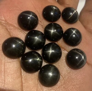 Natural Black Star Diopside Round Shape Cabochons loose gemstone 6mm-12mm - Picture 1 of 10