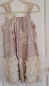 ISOBELLA &  CHLOE GIRLS LACE PARTY DRESS SIZE 10 FLORAL embroideRY Ruffle Detail - Picture 1 of 16