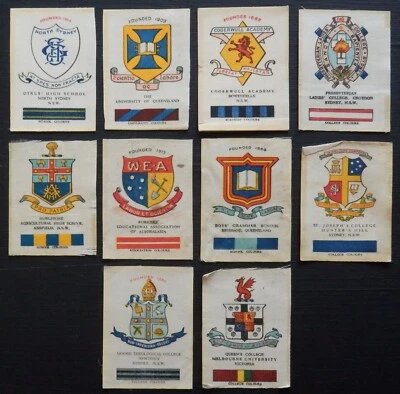 CRESTS and COLOURS OF AUSTRALIAN UNIVERSITIES SCHOOLS COLLEGES 1910 BAT SILKS - Image 1 of 2