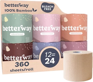 Toilet Paper Bulk Unbleached Bamboo Toilet Paper 12 Double Rolls - 360 Sheets - Picture 1 of 12