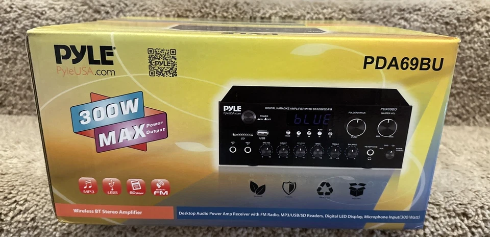 Pyle Stereo Amplifier Audio Receiver Sound System - Bluetooth Wireless Streaming - Image 1 of 3
