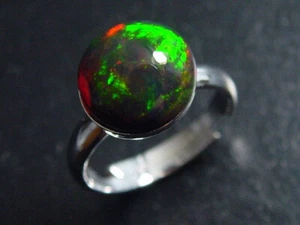 Opal Ring 2,85 Ct.  rund Cabochon 925 Silber offen / jede Größe (4991t) - Bild 1 von 2