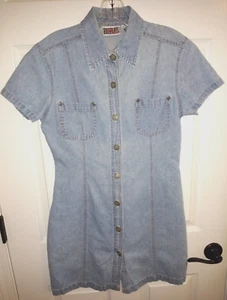 Bill Blass Womens Size 4P Shirt Dress Light Denim Short Sleeve button up Short - Picture 1 of 9